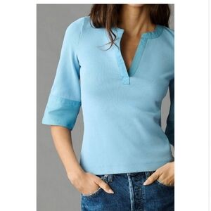 Maeve Anthro Cuffed Popover Shirt Blouse In Red Size Small